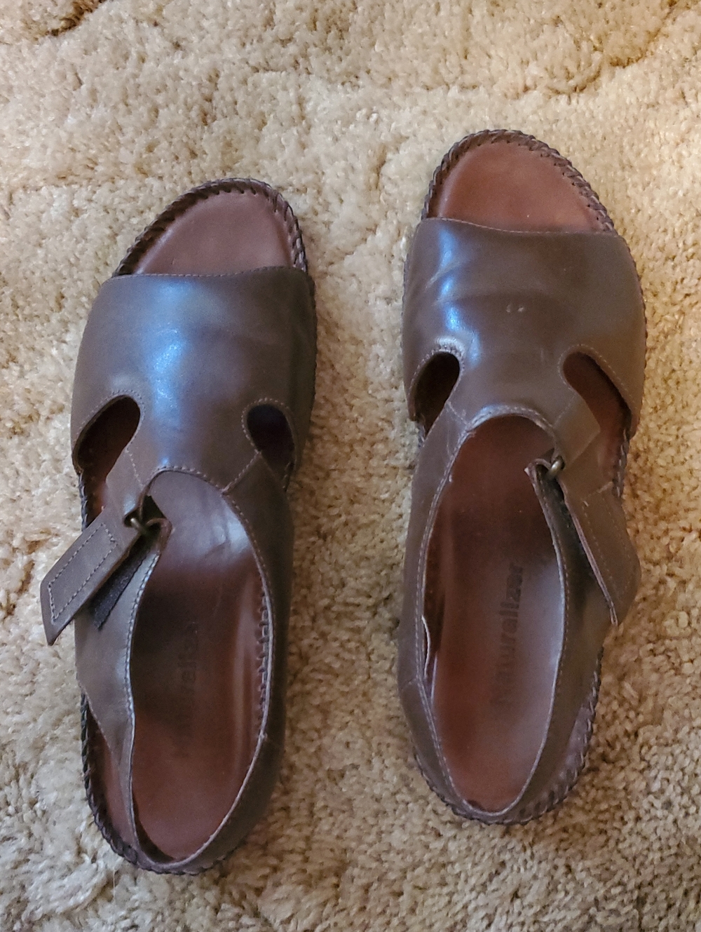 Naturalizer Brown Leather Open-Toe Sandal